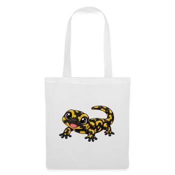 Salamander Kawaii Style – Süßes Amphibienmotiv - Stoffbeutel - Weiß - Vorne