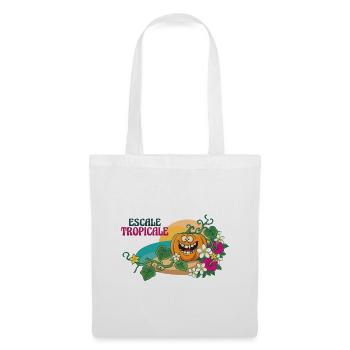 Paradise Tropical Pumpkin Exotische Blumen - Stoffbeutel - Weiß - Vorne