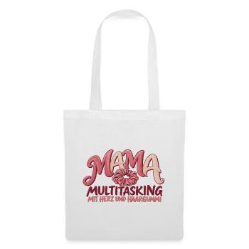 Mama Multitasking mit Herz und Haargummi Mutter  - Stoffbeutel - Weiß - Vorne