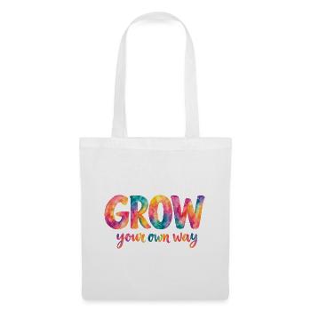 Grow your own way – farbenfroher Aquarellspruch - Stoffbeutel - Weiß - Vorne