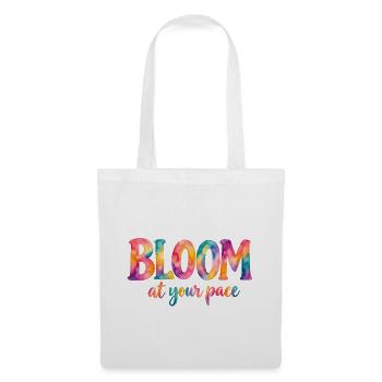 Bloom at your pace – Bunter Aquarell-Spruch - Stoffbeutel - Weiß - Vorne
