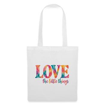 Love the little things – Bunter Aquarell-Spruch - Stoffbeutel - Weiß - Vorne