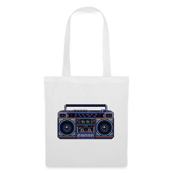 Pixel-Art Ghetto Blaster - Stoffbeutel - Weiß - Vorne