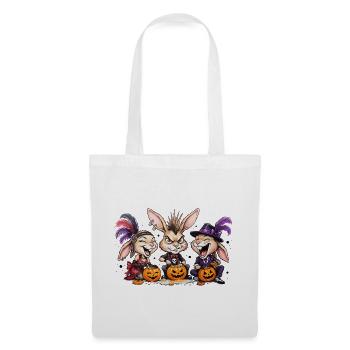 Häschen Halloween Kürbis Schnitzen - Stoffbeutel - Weiß - Vorne