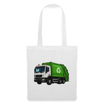 Grüner Müllwagen Recycling - Stoffbeutel - Weiß - Vorne