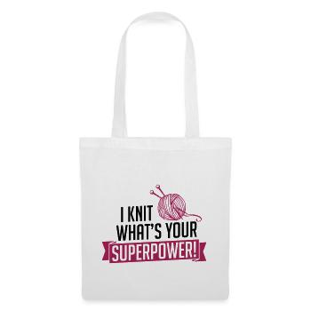 I Knit what's your superpower - Stoffbeutel - Weiß - Vorne