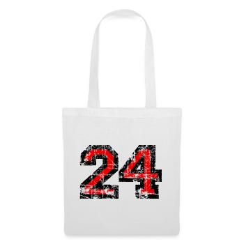 Zahl 24 (Vintage Rot) 24. Geburtstag Nr. 24 - Stoffbeutel - Weiß - Vorne
