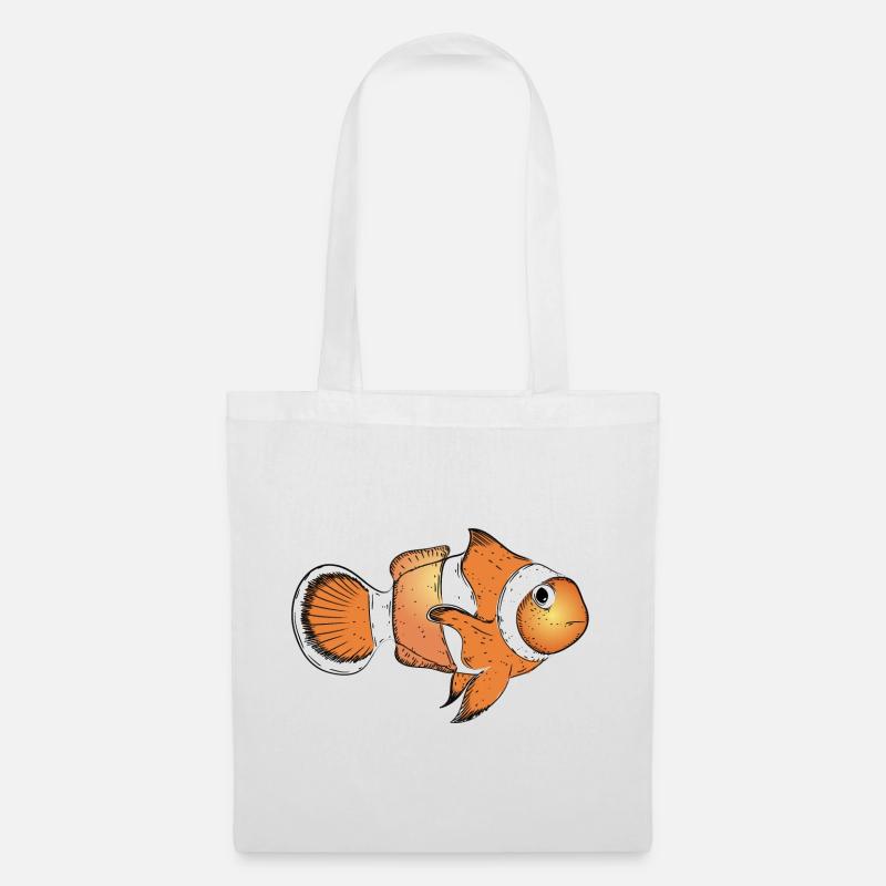 gezeichneter Clownfisch in leuchtend orange - Stoffbeutel - Weiß