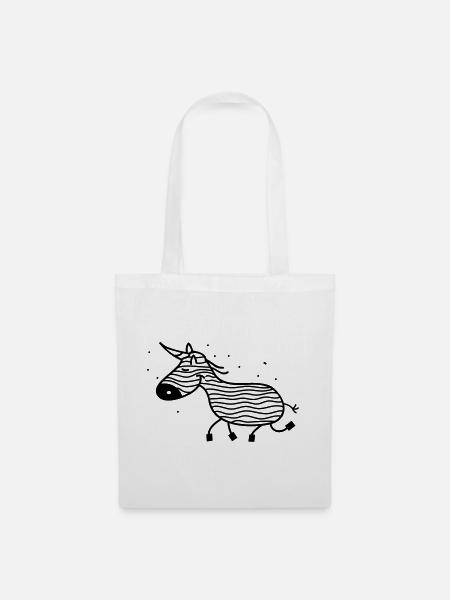 Einhorn Zebra lustig - Stoffbeutel - Weiß