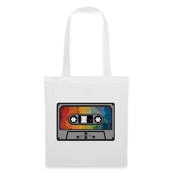 Cassette arc en ciel rétro - Sac en tissu - blanc - Devant