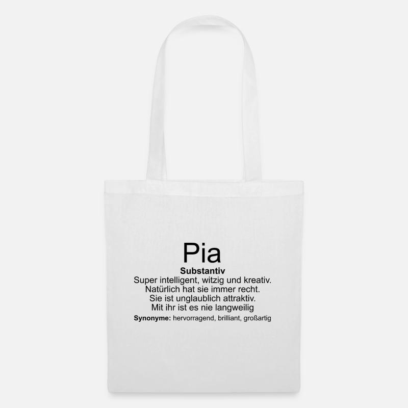 Name Definition Pia - Stoffbeutel - Weiß