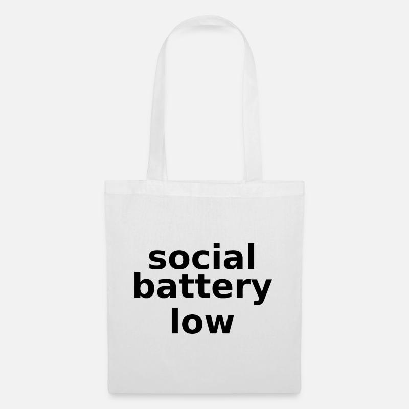 social battery low – Lowercase Stacked Typographic - Tote Bag - white