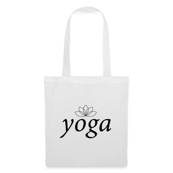 Yoga und Lotusblume – schwarzer Text - Stoffbeutel - Weiß - Vorne