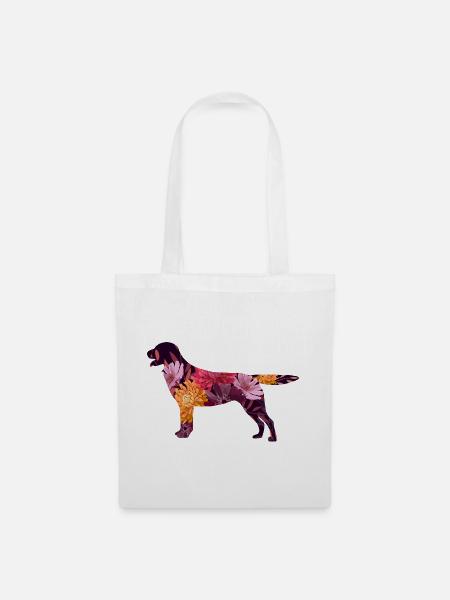 Blumenerfüllte Hundesilhouette Labrador Retriever - Stoffbeutel - Weiß