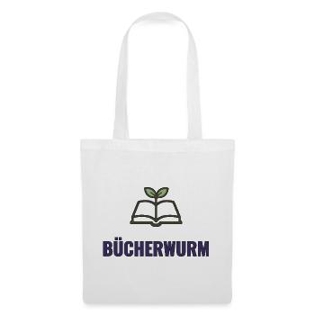Bücherwurm – Shirt für Leser*innen Geschenkidee - Stoffbeutel - Weiß - Vorne