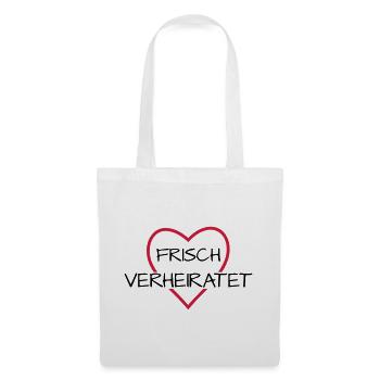 Frisch verheiratet Herz Hochzeit Hochzeitsreise - Stoffbeutel - Weiß - Vorne