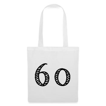 60. 60 ANS. 60e ANNIVERSAIRE. ANNIVERSAIRE 60 ANS. - Sac en tissu - blanc - Devant