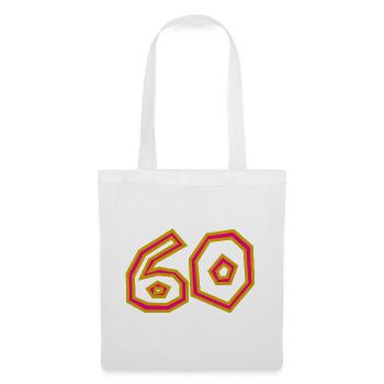 60. 60 ANS. 60e ANNIVERSAIRE. ANNIVERSAIRE 60 ANS. - Sac en tissu - blanc - Devant