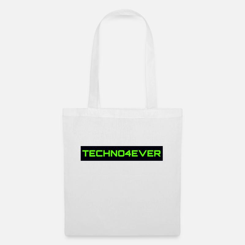 Schriftzug Techno4ever gruen - Stoffbeutel - Weiß
