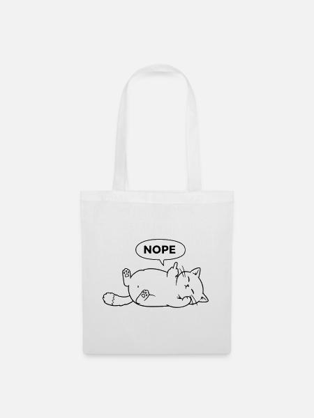 Nope Katze | Sarkastisches Katzen Statement - Stoffbeutel - Weiß
