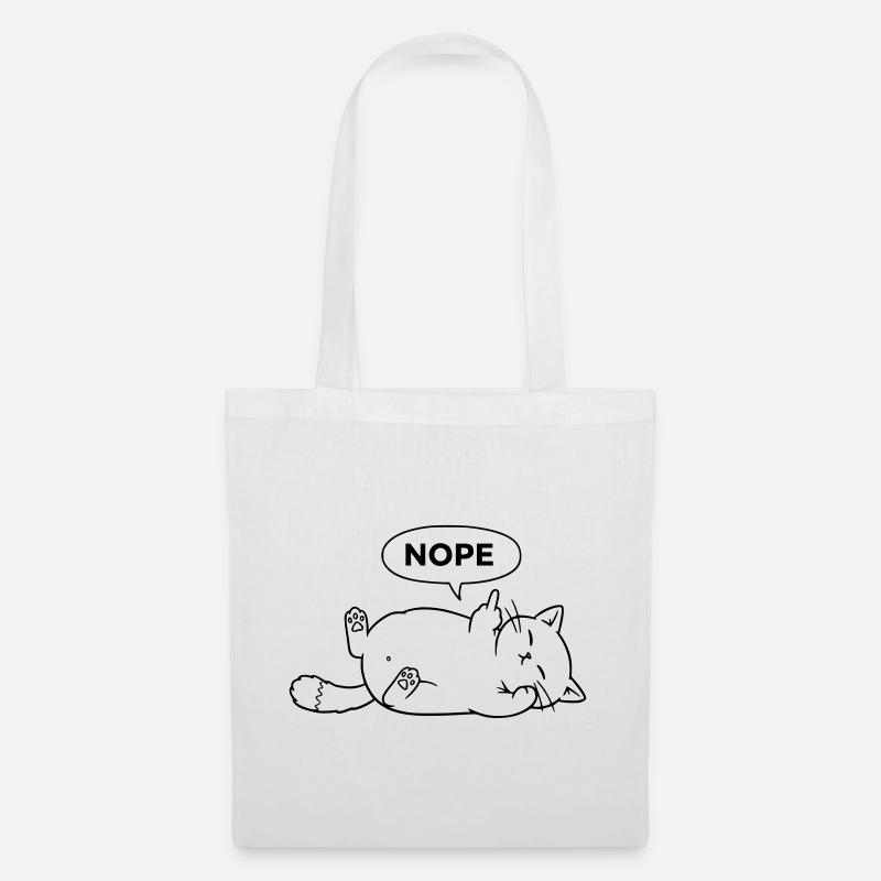 Nope Katze | Sarkastisches Katzen Statement - Stoffbeutel - Weiß