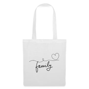 Family Herz Design – Minimalistisch & Modern - Stoffbeutel - Weiß - Vorne