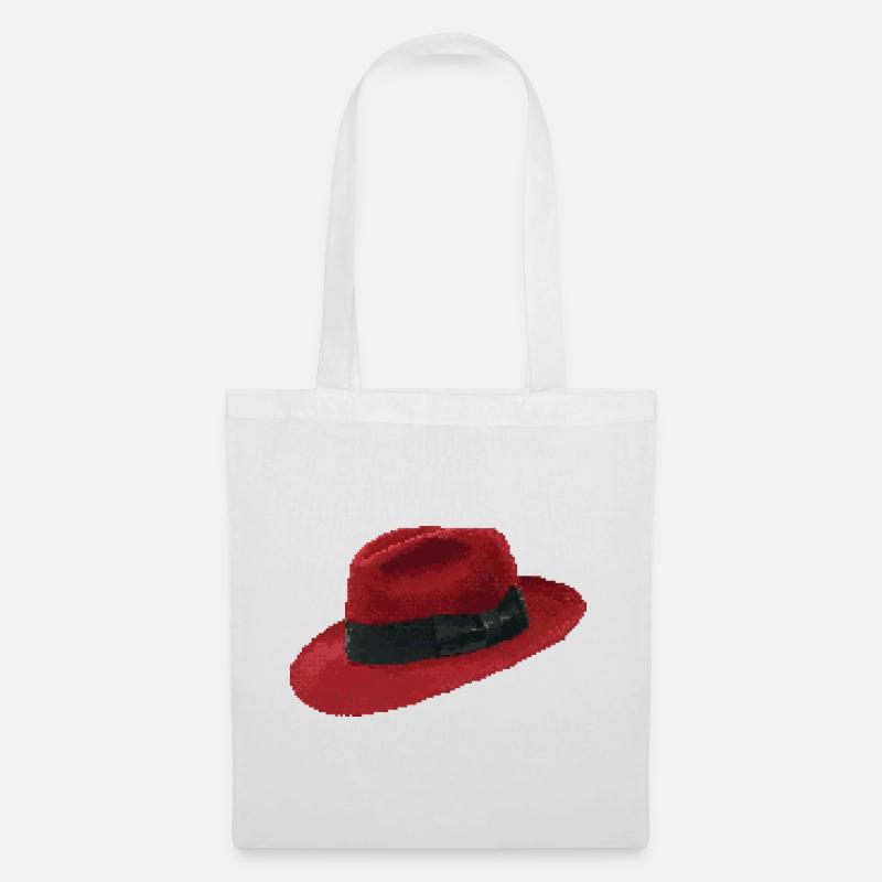 Retro Pixel Art Red Fedora Hat - Stoffbeutel - Weiß