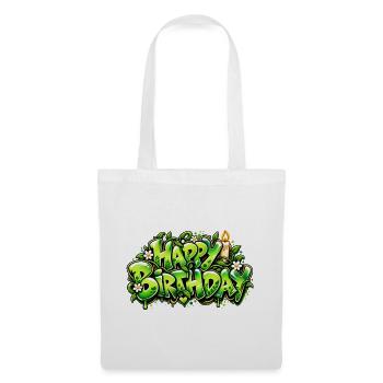 Alles Gute zum Geburtstag Graffiti-Kerze: Naturgeschenk! - Stoffbeutel - Weiß - Vorne
