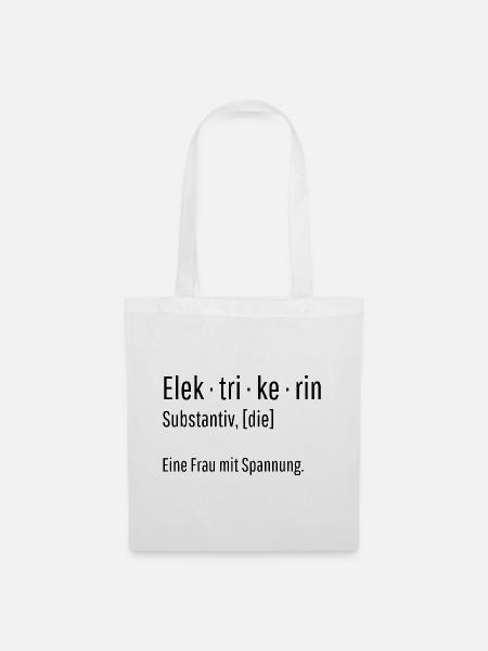 Elektrikerin Substantiv Definition Geschenk - Stoffbeutel - Weiß