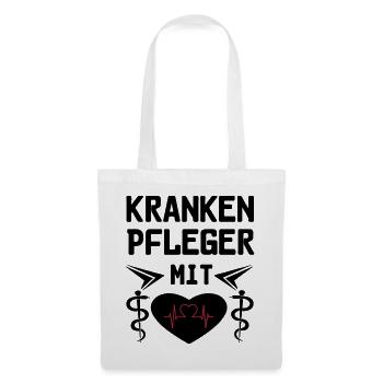 Krankenpfleger mit Herz Geschenk - Stoffbeutel - Weiß - Vorne