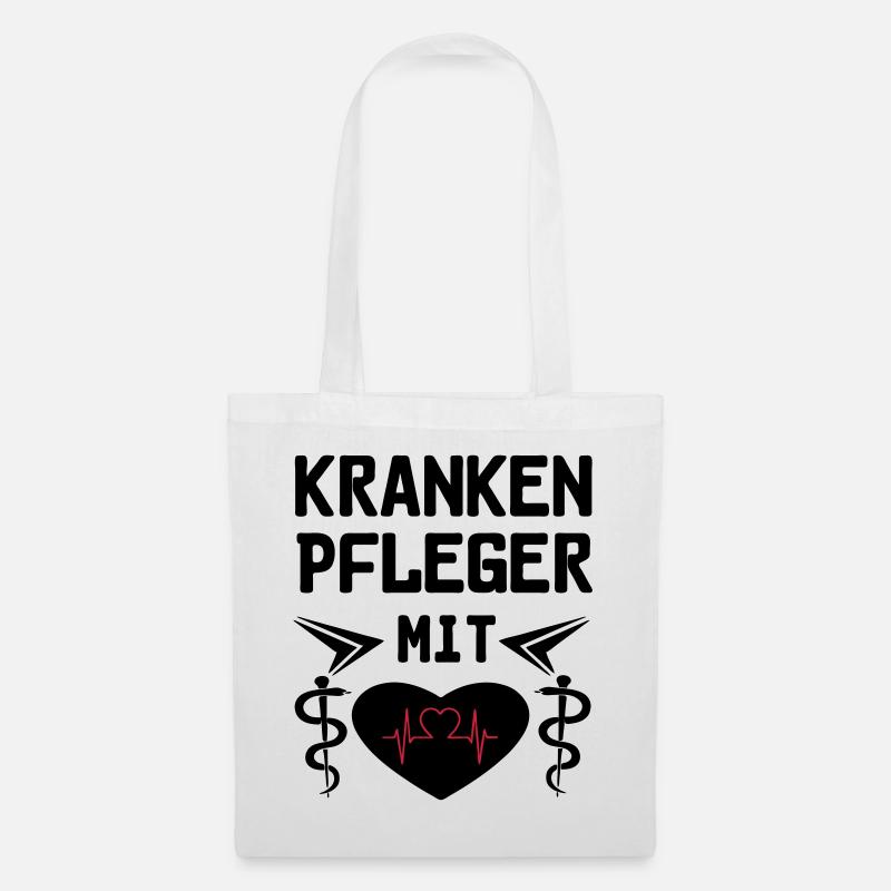 Krankenpfleger mit Herz Geschenk - Stoffbeutel - Weiß
