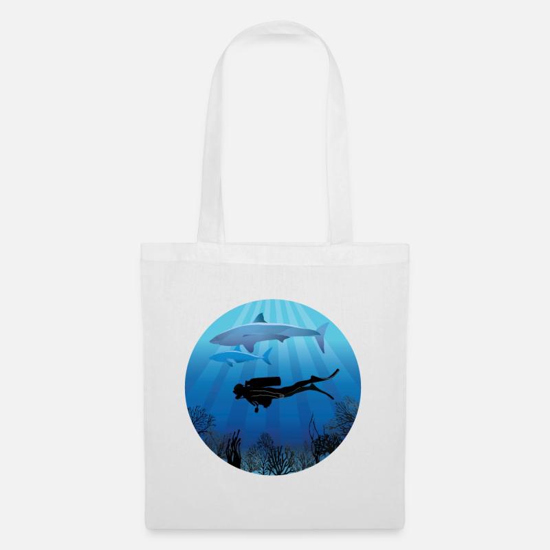 Shark Diving Scuba Diver - Stoffbeutel - Weiß