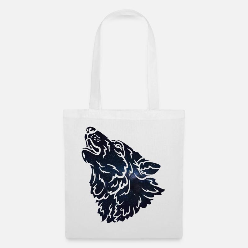 Wolf silhouette Galaxy - Stoffbeutel - Weiß