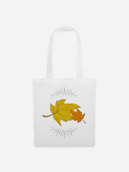 Herbstblatt mit Strahlen - Stoffbeutel - Weiß