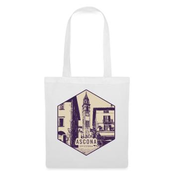 Ascona Uhrturm Vintage Badge - Stoffbeutel - Weiß - Vorne