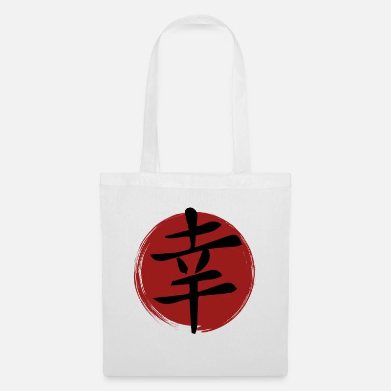 Glücks-Kanji - Stoffbeutel - Weiß