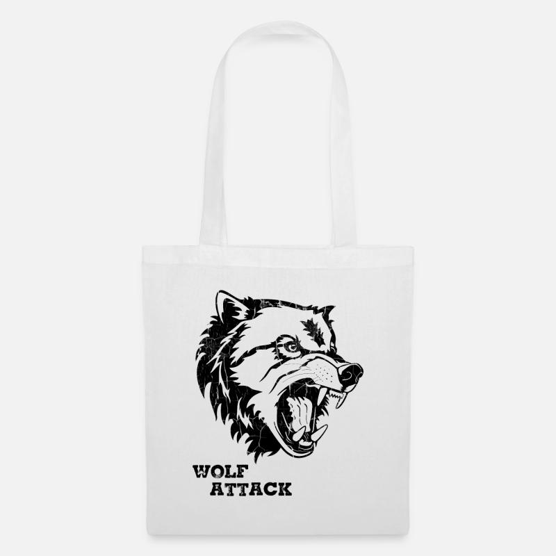 WOLF-ANGRIFF - Stoffbeutel - Weiß