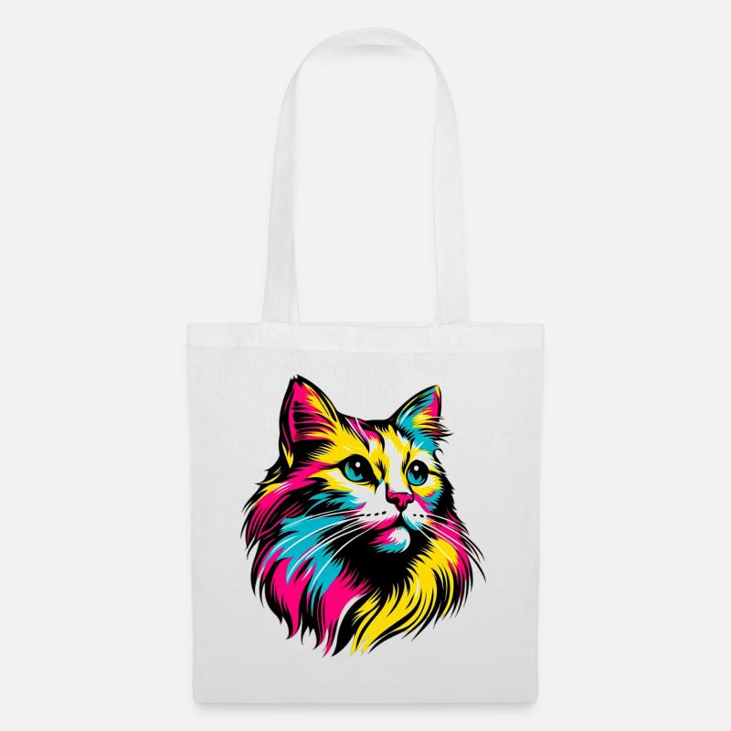 Katze - Stoffbeutel - Weiß
