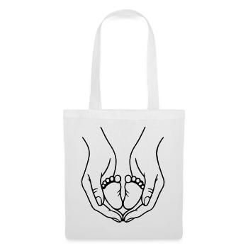 Logo Mains tenant les pieds de bébé - Sac en tissu - blanc - Devant