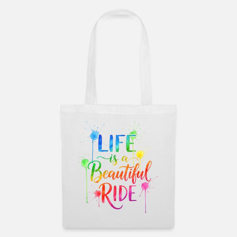 Das Leben ist eine schöne Fahrt Aquarell Design - Stoffbeutel - Weiß