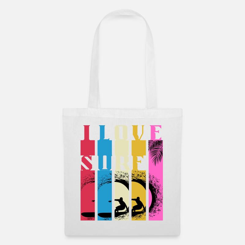 Vagues de Surf Multicolores - Sac en tissu - blanc