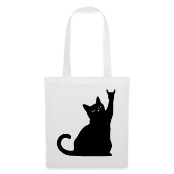 Chat Noir – Silhouette de cornes de diable - Sac en tissu - blanc - Devant