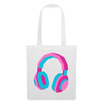 Kopfhörer 80er Retro Synthwave DJ Musik Gamer - Stoffbeutel - Weiß - Vorne