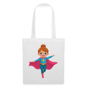 Flying cartoon superheroine with purple cape - Tote Bag - white - Front