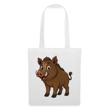 Happy Wild Boar Cartoon - Tote Bag - white - Front
