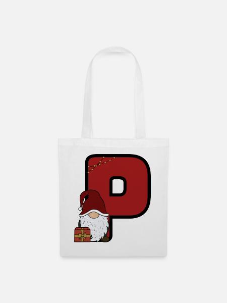 P mit Santa: Festlicher Weihnachtsgruß - Stoffbeutel - Weiß