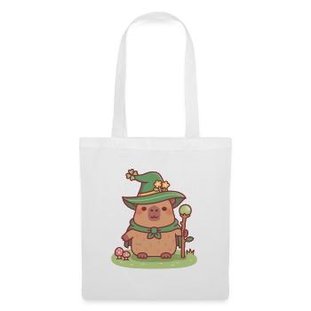 Niedlicher Capybara-Druidenzauberer mit magischem Stab - Stoffbeutel - Weiß - Vorne