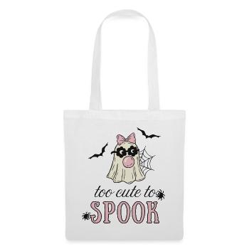 Too Cute to Spook – Geist mit rosa Schleife - Stoffbeutel - Weiß - Vorne