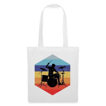 Geschenkidee für den Drummer mit Schlagzeugspielen - Stoffbeutel - Weiß - Vorne