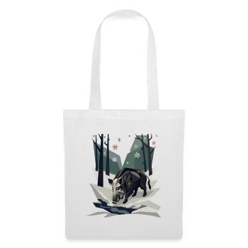 Wildschwein im Low-Poly-Winterwald - Stoffbeutel - Weiß - Vorne